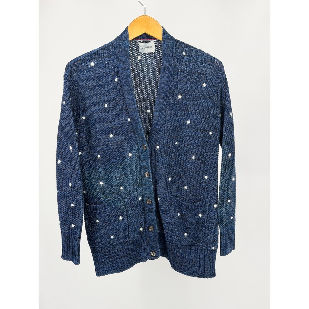 Rachel Comey Polka Dot Cardigan Womens S Blue Alpaca Cotton Wool Knit